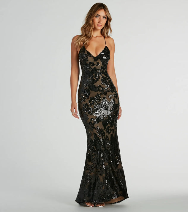 Alison Lace-Up Mermaid Sequin Formal Dress | Windsor Alison Lace-Up Mermaid Sequin Formal Dress | Windsor
