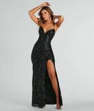Turn heads at Prom 2025 in this black prom dress, where statement-making details meet the iconic style of the Saige Formal Sequin Lace-Up Mermaid Dress .