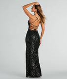 The Saige Formal Sequin Lace-Up Mermaid Dress is a show-stopping black prom dress, offering a sleek, slimming silhouette that enhances your natural beauty for an unforgettable night.