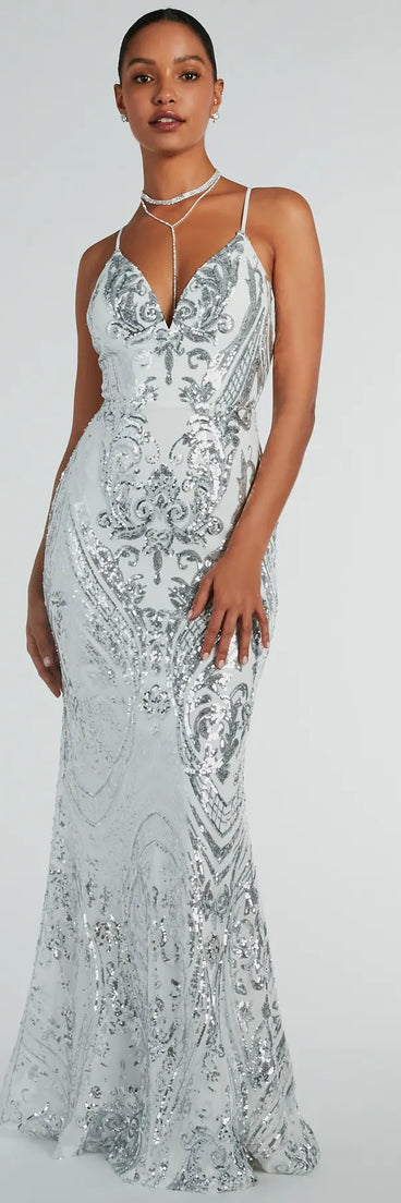 Margaux Lace Up Mermaid Sequin Formal Dress