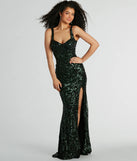 Turn heads in the beaming Karli Formal Sequin Mermaid Long Dress, a stunning hunter sequin dress designed to add sparkle and elegance to your next night out or special occasion.