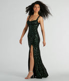 Shine bright in the Karli Formal Sequin Mermaid Long Dress, a glamorous hunter sequin dress that captures the light beautifully, ideal for an NYE party dress, wedding guest dress, or military ball gown.