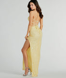 Own every entrance in the Lakelyn Lace-Up Floral Sequin Mesh Formal Dress, a yellow party dress perfect for milestone birthdays and grad parties, or dancing through summer nights and unforgettable bachelorette celebrations.