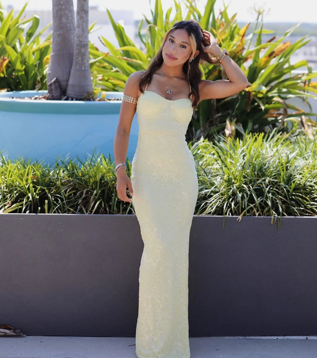 Lakelyn Lace-Up Floral Sequin Mesh Formal Dress