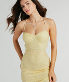 Revamp your 2025 wardrobe with this chic addition, the Lakelyn Lace-Up Floral Sequin Mesh Formal Dress in yellow, perfect for elevating your style in the new year.