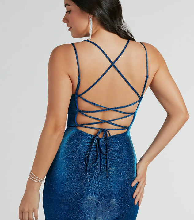 Miranda Lace-Up Mermaid Glitter Formal Dress | Windsor