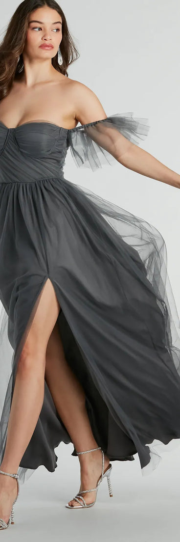 Lennyn Off-The-Shoulder A-Line Tulle Formal Dress