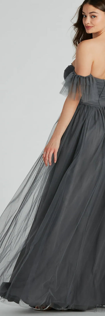 Lennyn Off-The-Shoulder A-Line Tulle Formal Dress