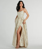 Hailee Corset Floral Jacquard A-Line Formal Dress