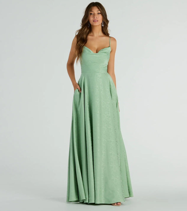 Silvia Lace-Up Floral Satin A-Line Formal Dress | Windsor Silvia Lace-Up Floral Satin A-Line Formal Dress | Windsor