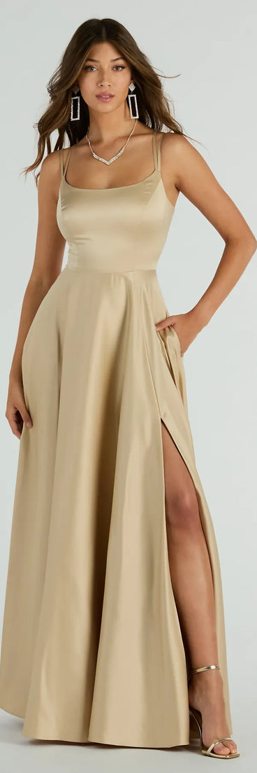 You'll feel stylish and confident in the Cassandra Lace Up A-Line Satin Formal Dress as your Winter Formal Dress to stand out at your dance or event.