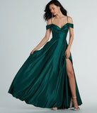The Alira Cold Shoulder A-Line Satin Formal Dress in hunter is a stunning green prom dress designed to capture attention with its fresh or bold color and effortlessly stylish silhouette.