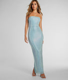 You'll be the best dressed in the Brittney Strapless Rhinestone Long Formal Dress as your fall formal dress with beautiful and unique details from Windsor.