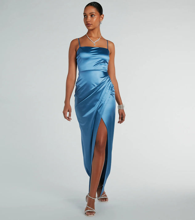Mayra Formal Satin Slit Long Dress | Windsor Mayra Formal Satin Slit Long Dress | Windsor