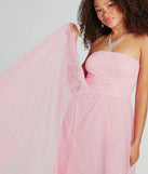 Marie Strapless A-Line Glitter Mesh Formal Dress