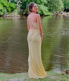 Step into summer looking effortlessly chic in the Bethanie Formal Sequin V-Neck Mermaid Dress in yellow, a must-have Windsor dress for your warm-weather wardrobe.