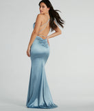 You'll feel stylish and confident in the Kaley Rhinestone Strappy Mermaid Satin Dress as your Winter Formal Dress to stand out at your dance or event.