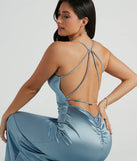 You'll feel stylish and confident in the Kaley Rhinestone Strappy Mermaid Satin Dress as your Winter Formal Dress to stand out at your dance or event.