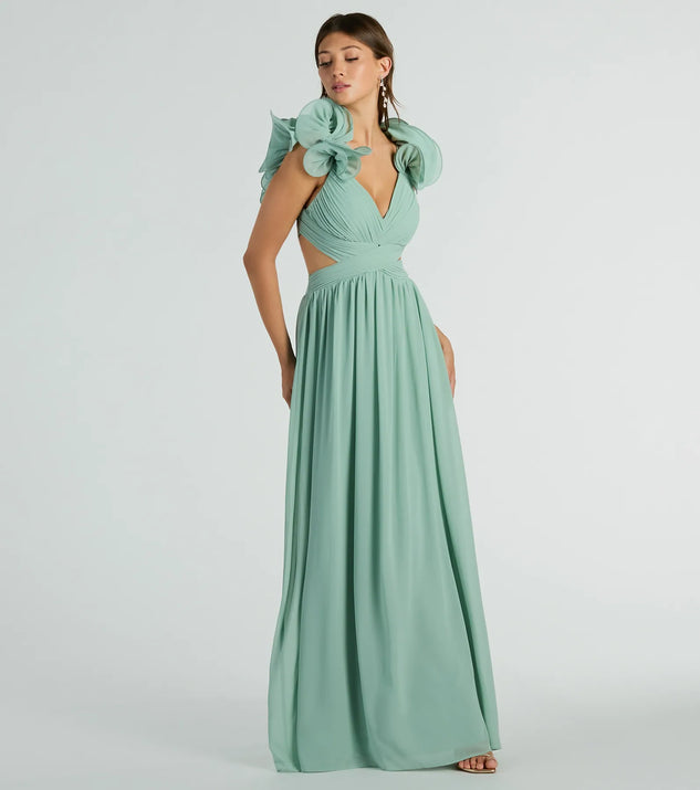 Anne Marie Lace-Up Ruffle A-Line Chiffon Formal Dress | Windsor Anne Marie Lace-Up Ruffle A-Line Chiffon Formal Dress | Windsor