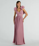 You'll feel stylish and confident in the Anne Marie Lace-Up Ruffle A-Line Chiffon Formal Dress as your Winter Formal Dress to stand out at your dance or event.