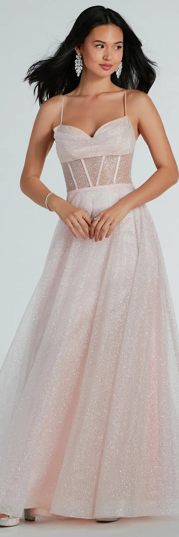 Ariel Corset Glitter Mesh A-Line Formal Dress