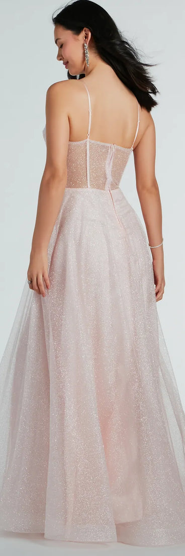 Ariel Corset Glitter Mesh A-Line Formal Dress