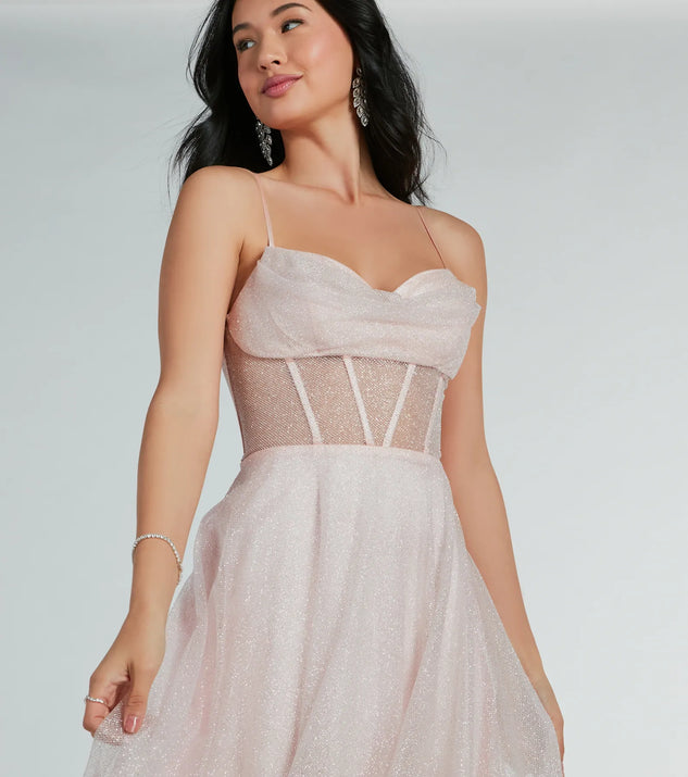 Ariel Corset Glitter Mesh A-Line Formal Dress | Windsor