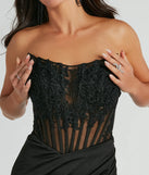 Make a bold statement in the Shayla Strapless Corset Lace Formal Dress in black, the perfect spring dress for weddings, cocktail hours, nights out, and/or seasonal celebrations.