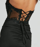 Own every entrance in the Shayla Strapless Corset Lace Formal Dress, a black party dress perfect for milestone birthdays and grad parties, or dancing through summer nights and unforgettable bachelorette celebrations.