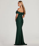 The Alicia Off-The-Shoulder Mermaid Formal Dress in hunter is a stunning green prom dress designed to capture attention with its fresh or bold color and effortlessly stylish silhouette.