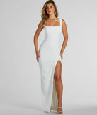 Cristine Square Neck High Slit Long Formal Dress