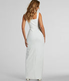Cristine Square Neck High Slit Long Formal Dress