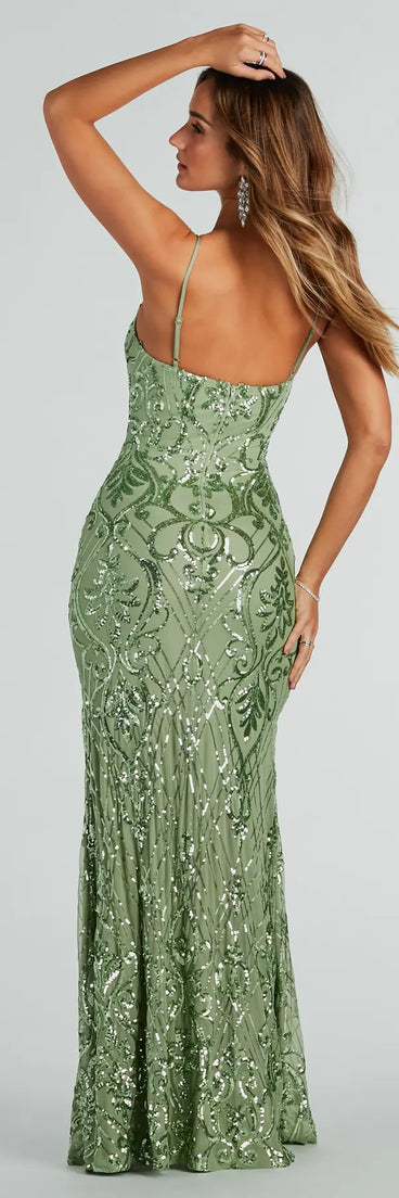 Jillian Sequin Slit Long Formal Dress | Windsor Jillian Sequin Slit Long Formal Dress | Windsor