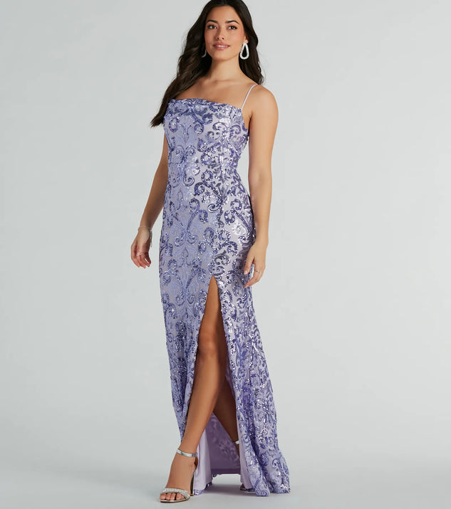 Tori Cowl Neck Mermaid Sequin Mesh Formal Dress | Windsor