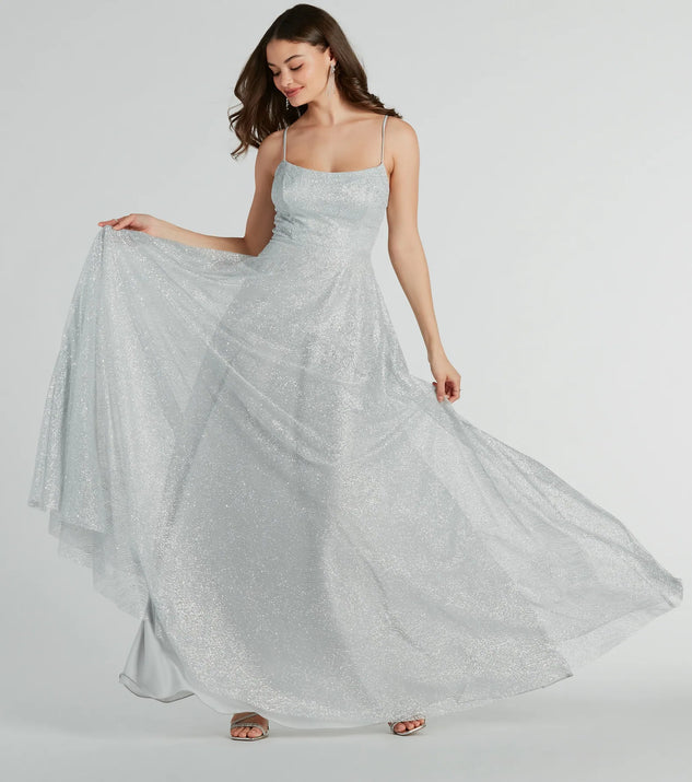 Kira Lace-Up Glitter Tulle A-Line Formal Dress & Windsor