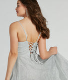 You'll feel stylish and confident in the Kira Lace-Up Glitter Tulle A-Line Formal Dress as your Winter Formal Dress to stand out at your dance or event.
