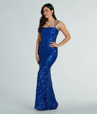 Delaney Lace-Up Mermaid Sequin Formal Dress