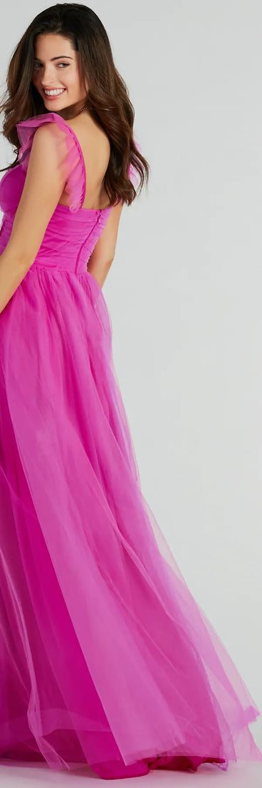 You'll feel stylish and confident in the Amber Corset Ruffle A-Line Tulle Formal Dress as your Winter Formal Dress to stand out at your dance or event.