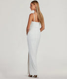Revamp your 2025 wardrobe with this chic addition, the Klara Cowl Neck Faux Pearl Bead Slim Formal Dress in white, perfect for elevating your style in the new year.