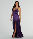 Whether it's the color or silhouette of the Haley Corset Slit A-Line Satin Formal Dress, this purple bridesmaid dress is a gorgeous pick for a maid-of-honor or to create a bridal party look ready to celebrate!