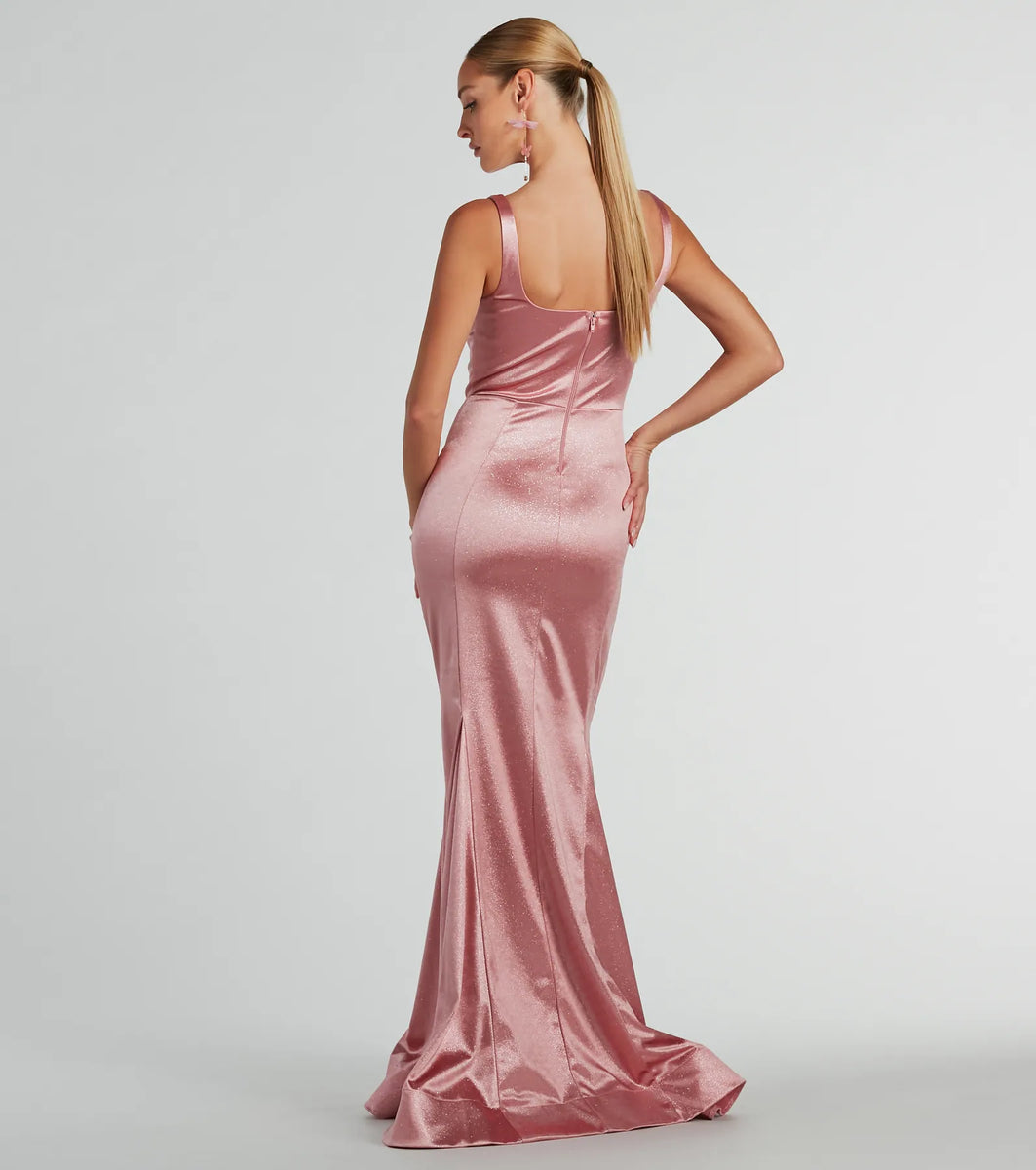 Ria Bustier Mermaid Glitter Satin Formal Dress & Windsor
