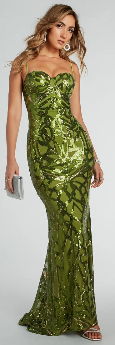 Sielle Bustier Mermaid Sequin Formal Dress