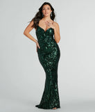 You'll feel stylish and confident in the Lorlia Formal Sequin Scroll Mermaid Long Dress as your Winter Formal Dress to stand out at your dance or event.