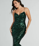 You'll feel stylish and confident in the Lorlia Formal Sequin Scroll Mermaid Long Dress as your Winter Formal Dress to stand out at your dance or event.