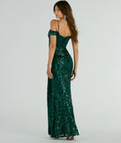 You'll be the best dressed in the Nevaeh Cold Shoulder Mermaid Sequin Formal Dress as your summer formal dress with unique details from Windsor.