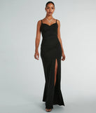 Turn heads at Prom 2025 in this black prom dress, where statement-making details meet the iconic style of the Hillary Sweetheart A-Line Crepe Formal Dress .