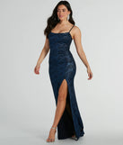 Whether it's the color or silhouette of the Ashelyn Cowl Neck Glitter Mermaid Formal Dress, this navy bridesmaid dress is a gorgeous pick for a maid-of-honor or to create a bridal party look ready to celebrate!