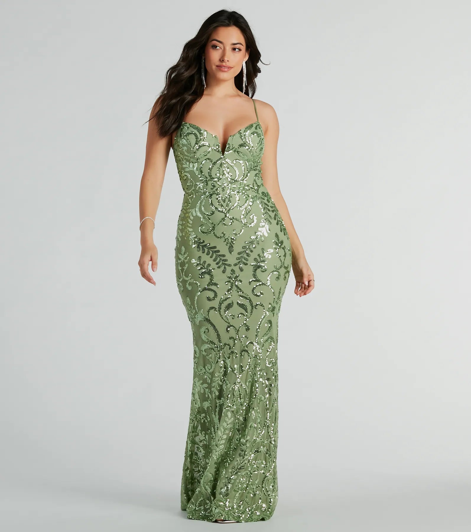 Julissa V-Neck Sequin Mesh Mermaid Dress | Windsor