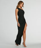 You'll feel stylish and confident in the Maxine One-Shoulder Slim Glitter Formal Dress as your Winter Formal Dress to stand out at your dance or event.