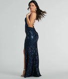 Step into Prom 2025 in a navy blue prom dress, where unique Windsor accents and the standout Moira Lace-Up Bodycon Sequin Formal Dress style come together.